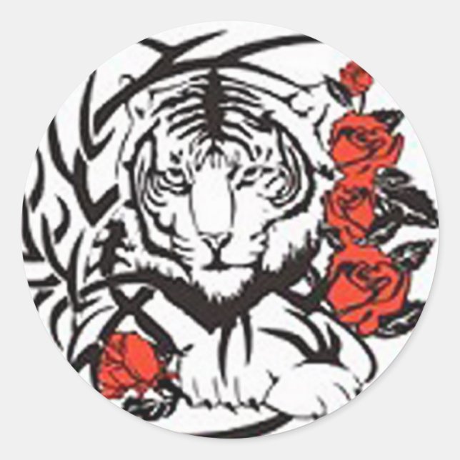 Fearless Tiger - Borderless Classic Round Sticker (Front)