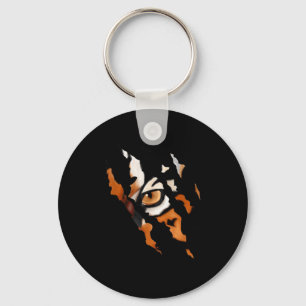 Fearless Tiger Cat Eye Claw Silhouette Key Ring