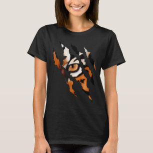 Fearless Tiger Cat Eye Claw Silhouette T-Shirt