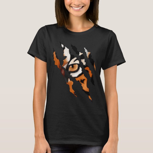 Fearless Tiger Cat Eye Claw Silhouette  T-Shirt (Front)