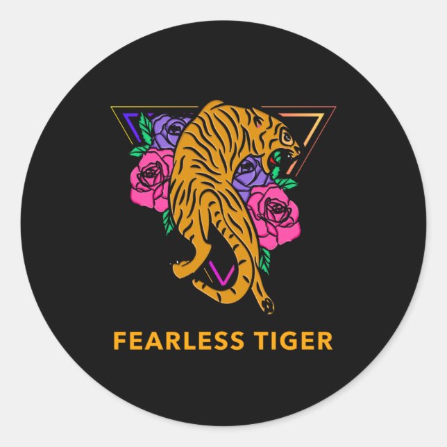 Fearless Tiger Classic Round Sticker (Front)
