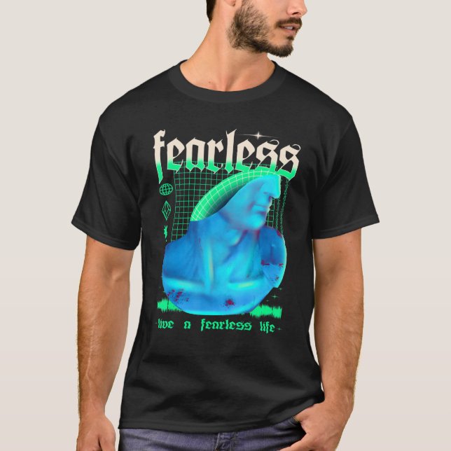 Fearless Vaporwave Synthwave Aesthetic Greek Sculp T-Shirt (Front)