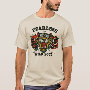 fearless_wild_soul_ Tigre tattoo old school fleur  T-Shirt