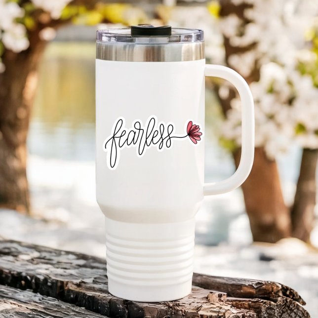 Fearless Word Flower Laptop | Die-Cut Sticker (Fearless Affirmation Vinyl Sticker by PiggyPrints Stickers. )