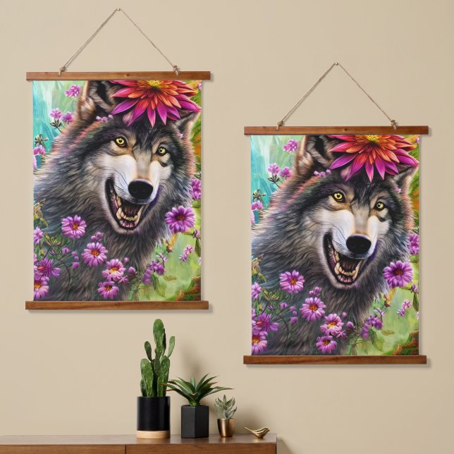 Fearsome Furry King Wolf Hanging Tapestry (Asymmetrical)