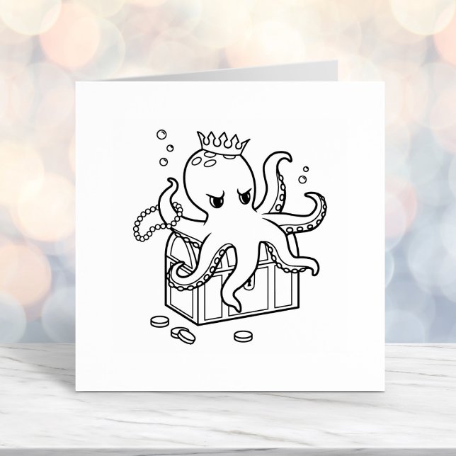 Fearsome Octopus Guarding Treasure Colour Me Self-inking Stamp (Creator Uploaded)