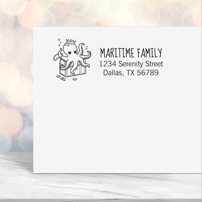 Fearsome Octopus Guarding Treasure Family Address Self-inking Stamp (Creator Uploaded)
