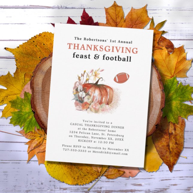 Feast and Football Thanksgiving Dinner Invitation (Creator Uploaded)