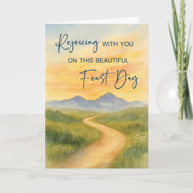 Feast Day Blessings Inspirational Mountain Sunrise Card (Front)