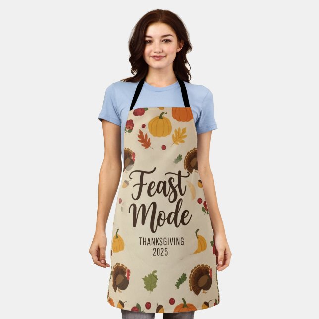 Feast Mode All-Over Print Thanksgiving Apron (Worn)
