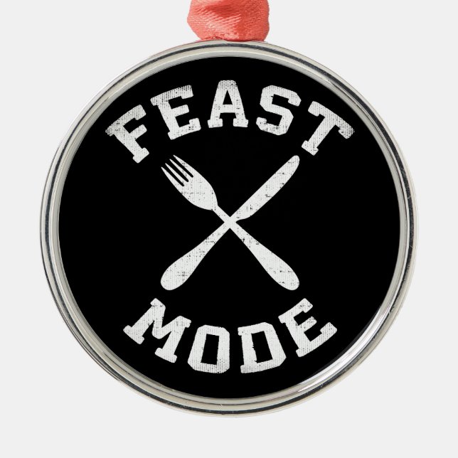Feast Mode - Bulking - Eat, Hungry - Funny Novelty Metal Tree Decoration (Front)
