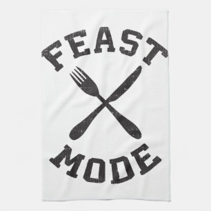 Feast Mode - Bulking - Eat, Hungry - Funny Novelty Tea Towel