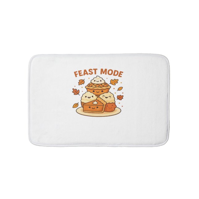 Feast Mode – Cute Autumn Comfort Food Plate Boxy T Bath Mat (Front)