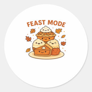 Feast Mode � Cute Autumn Comfort Food Plate Boxy T Classic Round Sticker