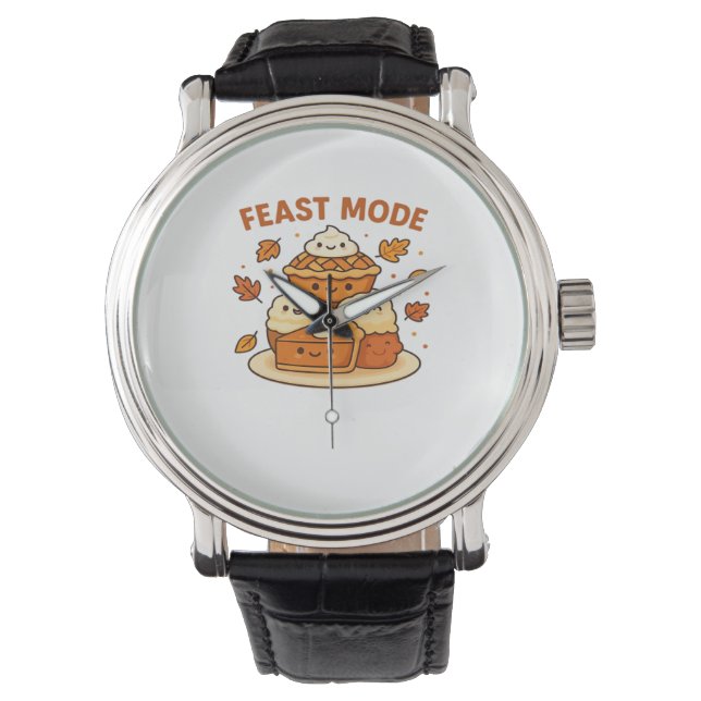 Feast Mode – Cute Autumn Comfort Food Plate Boxy T Watch (Front)