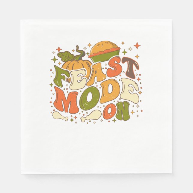 Feast Mode on, Thankgiving Costume Napkin (Front)