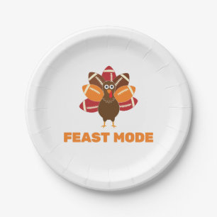 Feast Mode Thanksgiving and Football Paper Plate