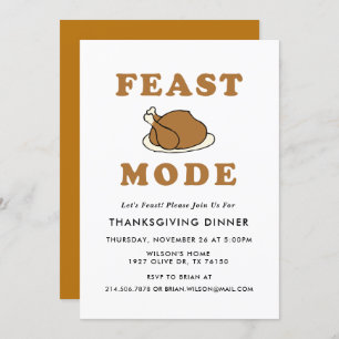 Feast Mode Thanksgiving Dinner Party Invitation