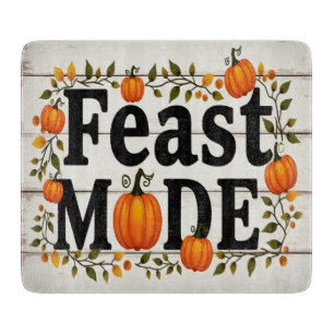 Feast Mode Thanksgiving Glass Cutting Board