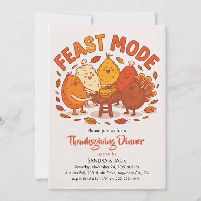Feast Mode Thanksgiving Invitation (Front)