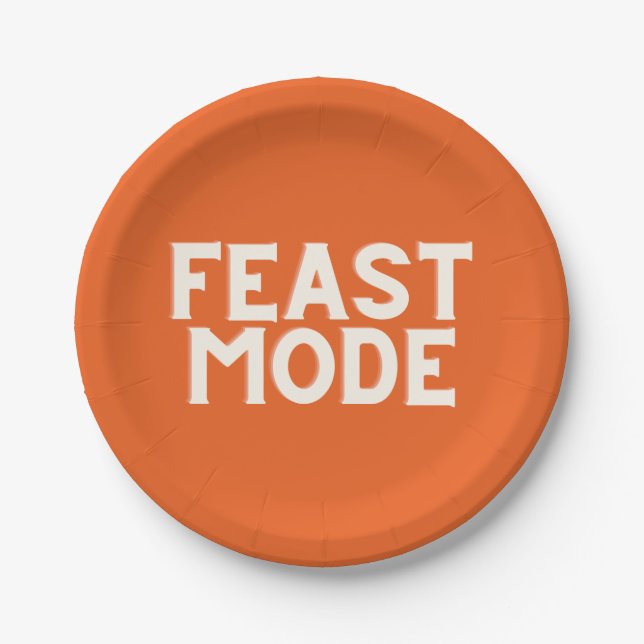 Feast Mode Thanksgiving - Orange Paper Plate (Front)