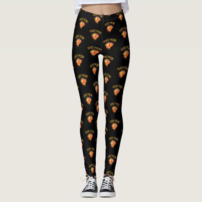 Feast Mode Turkey Weight Lifting Funny Leggings (Front)
