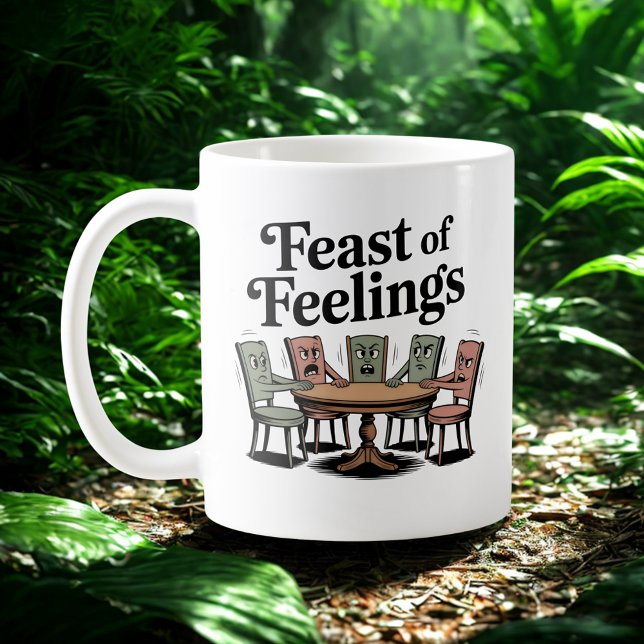 Feast of Feelings | Holiday Table Chaos Humor Coffee Mug (Creator Uploaded)