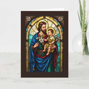 Feast of Saint Joseph Catholic Stained Glass Card