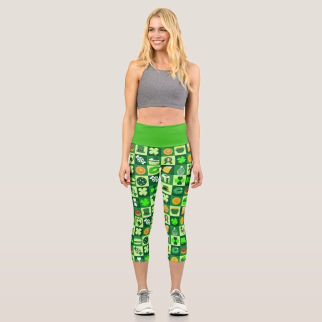 feast Of Saint Patrick Pattern   Capri Leggings (Front)
