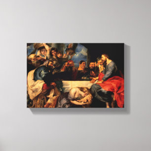 Feast of Simon & Mary Magdalene at Jesus' feet Canvas Print