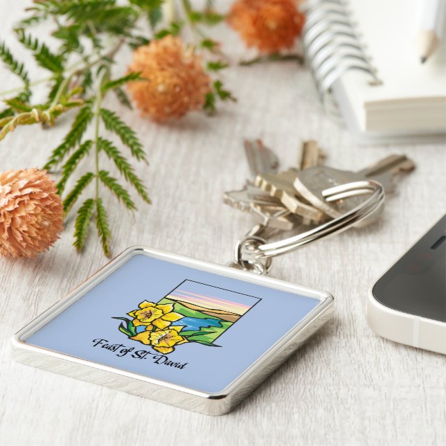 Feast of St. David Daffodils Key Ring (Side)
