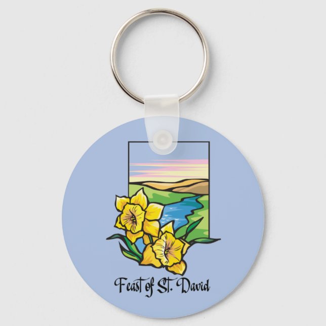 Feast of St. David Daffodils Key Ring (Front)