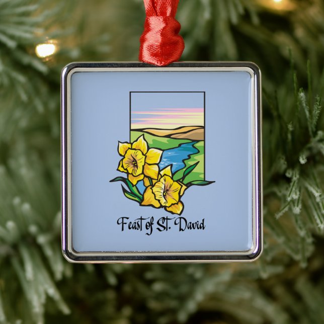Feast of St. David Daffodils Metal Tree Decoration (Tree)