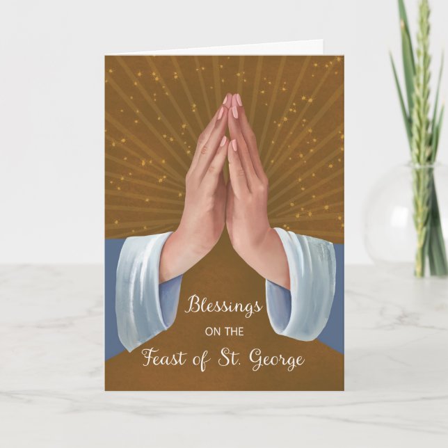 Feast of St. George Blessings Praying Hands Card (Front)