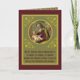 Feast St. Joseph Jesus Prayer Religious Vintage  Card