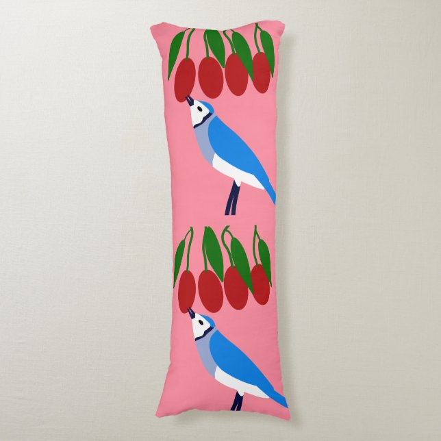 Feasting Blue Jay Body Pillow (Front Vertical)