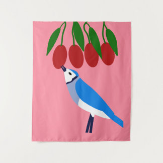 Feasting Blue Jay Tapestry