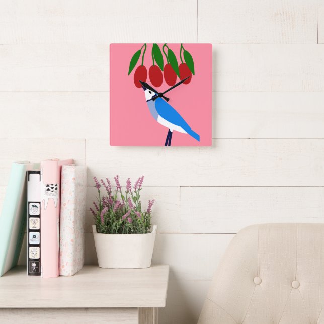 Feasting Blue Jay Wall Clock (Reading Room)