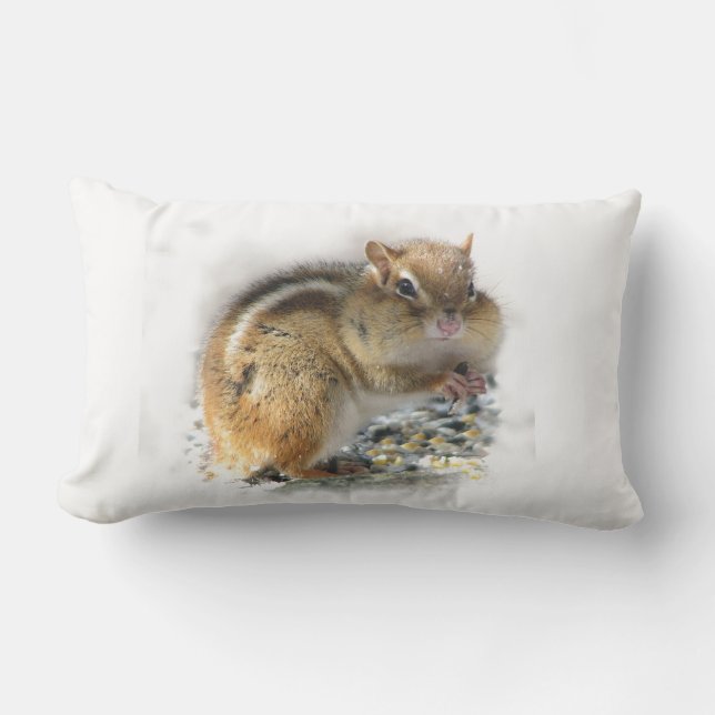 Feasting Chipmunk Animal Outdoor Pillow (Front)