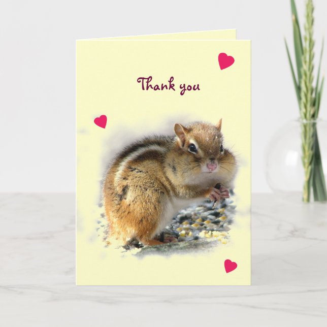 Feasting Chipmunk Thank You Card (Front)