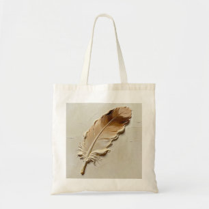 Feather 3D Plaster Minimalist Bohemian Neutral Tote Bag