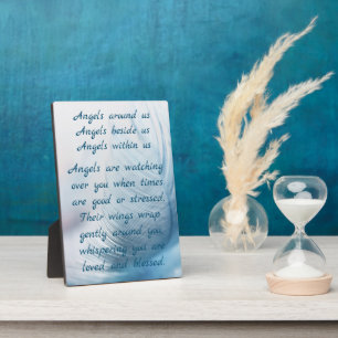 Feather Angels Watching Over You Blessing Plaque