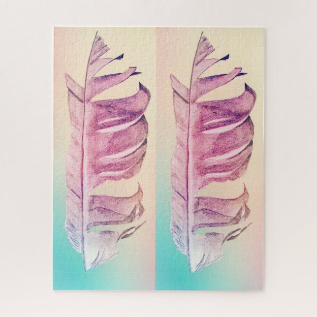 Feather art funky colourful challenging jigsaw puzzle (Vertical)