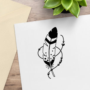 Feather Beads Tribal Boho Amulet Rubber Stamp