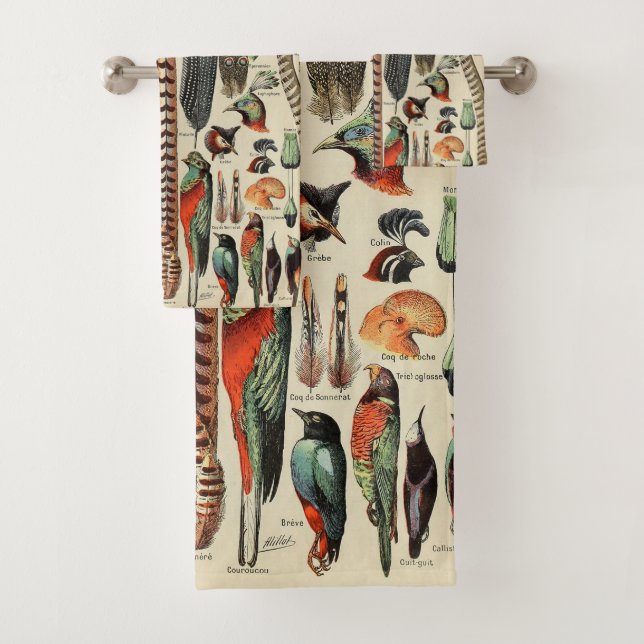 Feather Bird Wildlife Antique Feathers Bath Towel Set (Insitu)