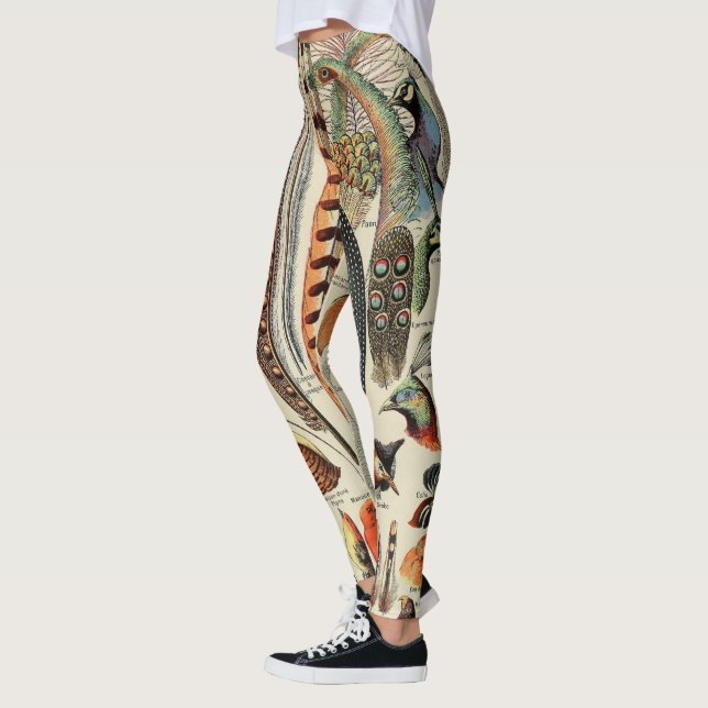 Feather Bird Wildlife Antique Feathers Leggings (Left)