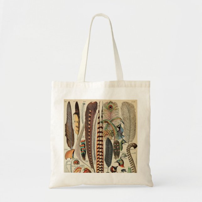 Feather Bird Wildlife Antique Feathers Tote Bag (Front)