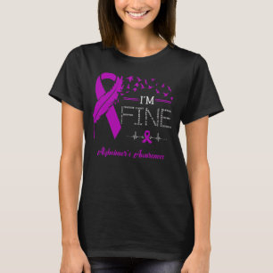 Feather Birds I'm Fine Alzheimer's Awareness T-Shirt
