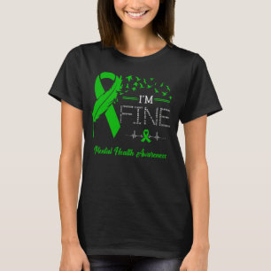 Feather Birds I'm Fine Mental Health Awareness T-Shirt