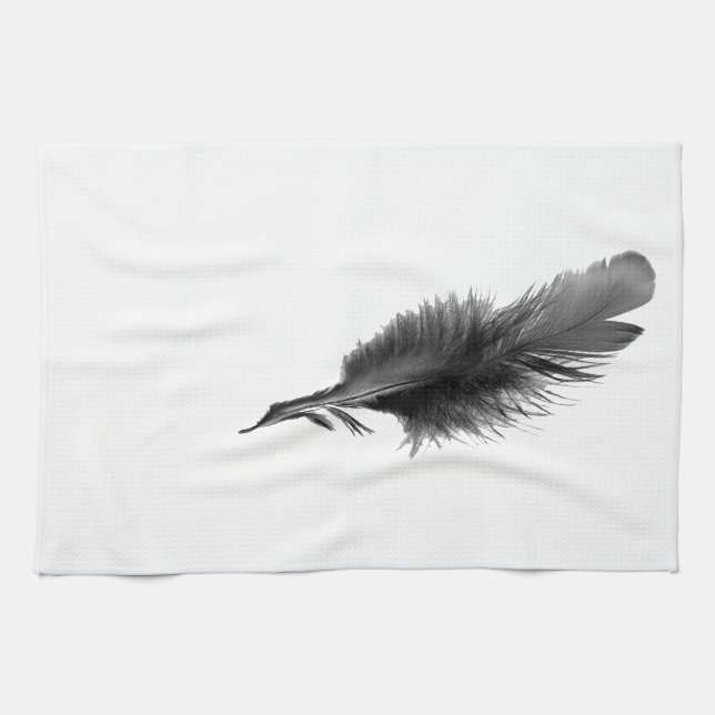 Feather Black Tea Towel (Horizontal)